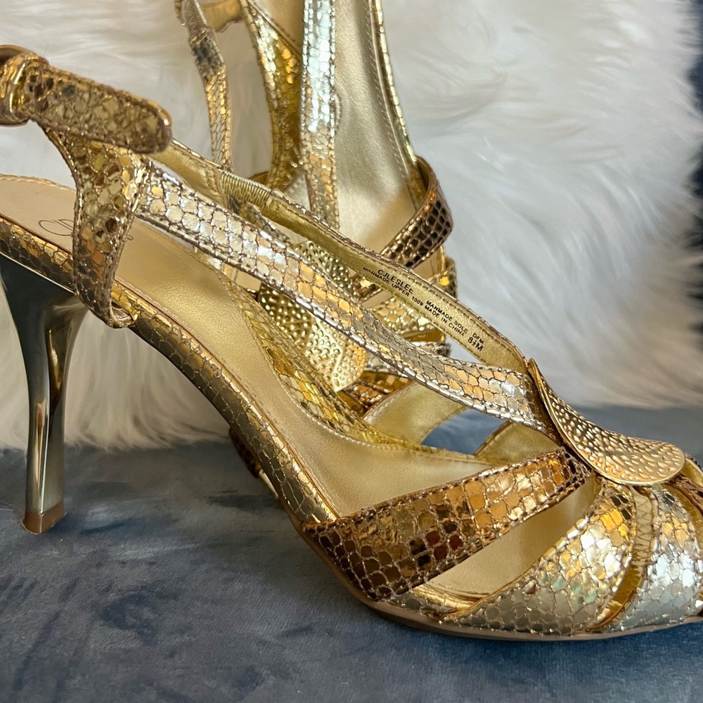 Golden Open Toe High Heels! Like new!